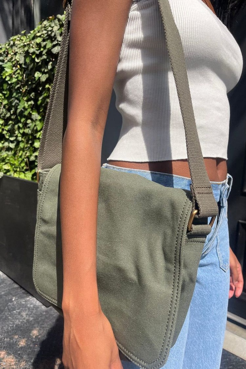 Sacs Brandy Melville Messenger Vert Olive | RHG-82441197